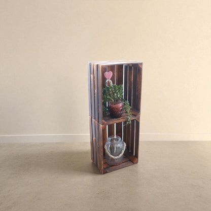Holzkisten 2er Set Vintage Geflammt 50 x 40 x 30cm