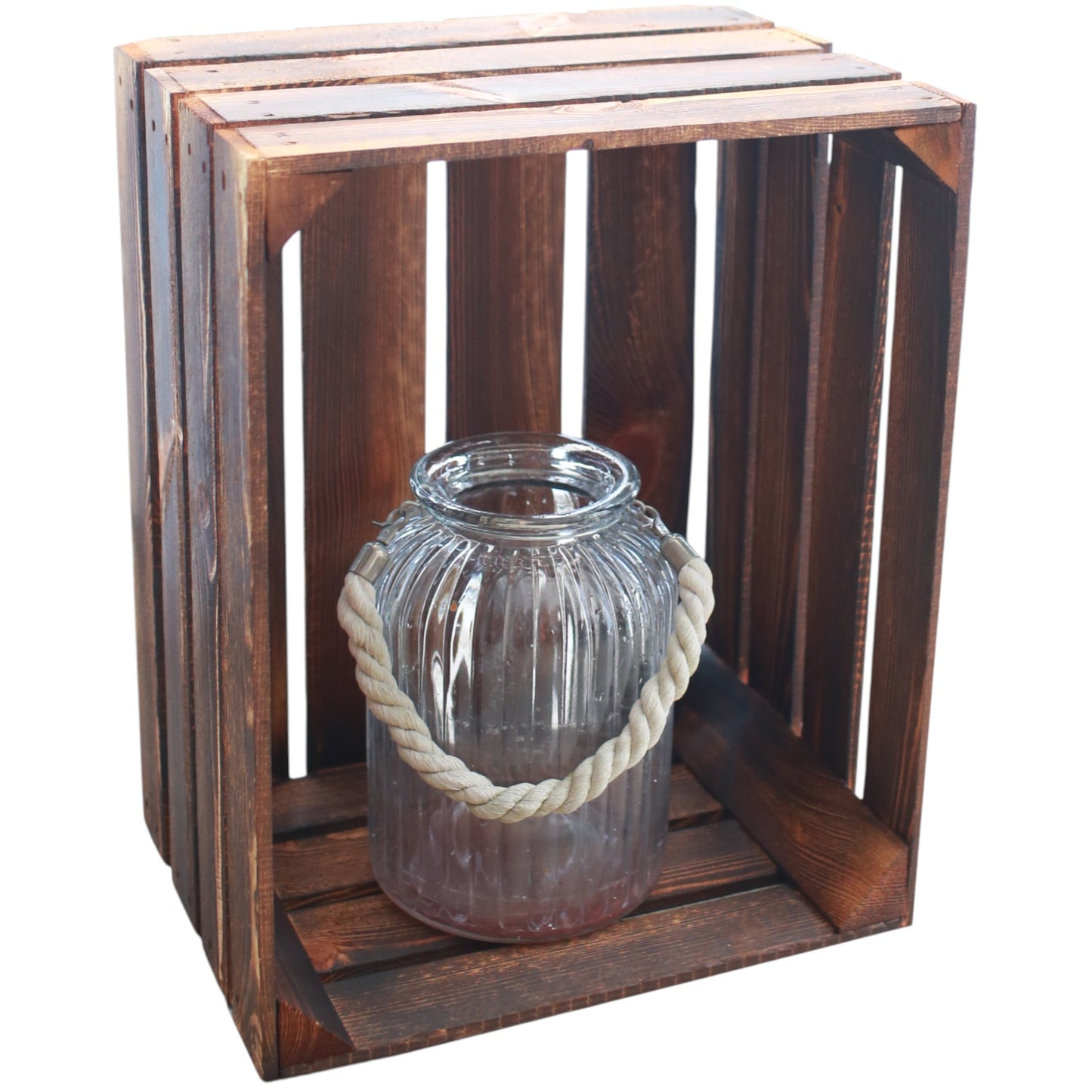 Obstkisten 3er Set Vintage Geflammt 50 x 40 x 30cm mit Regalboden
