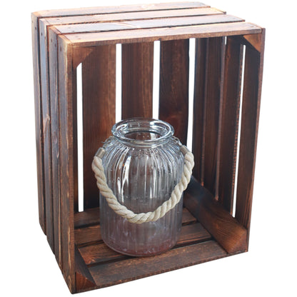 Obstkisten 3er Set Vintage Geflammt 50 x 40 x 30cm mit Regalboden