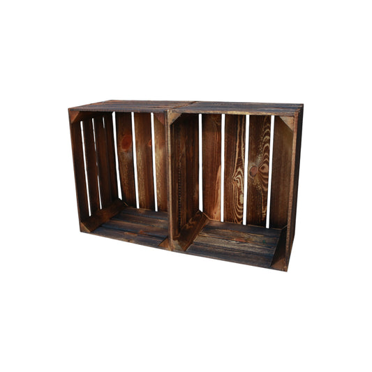 Coffrets en bois lot de 2 vintage flammés 50 x 40 x 30cm 