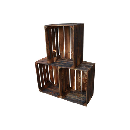 Caisse à fruits vintage flammée 50 x 40 x 30 cm 9 x