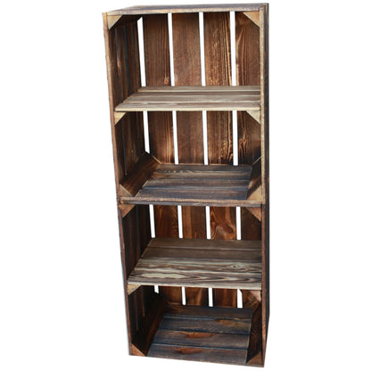 Coffrets en bois lot de 2 avec étagère courte 50 x 40 x 30 cm flammé