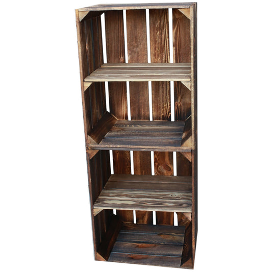 Coffrets en bois lot de 2 avec étagère courte 50 x 40 x 30 cm flammé