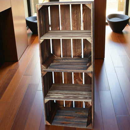 Coffrets en bois lot de 2 avec étagère courte 50 x 40 x 30 cm flammé