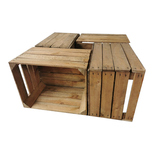 Holzkisten 4er Set 50 x 40 x 30cm Vintage Natur