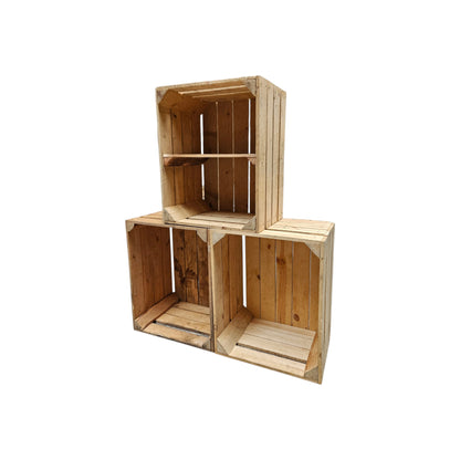 Holzkisten 3er Set 50 x 40 x 30cm Vintage mit Ablage Kurz verschraubt