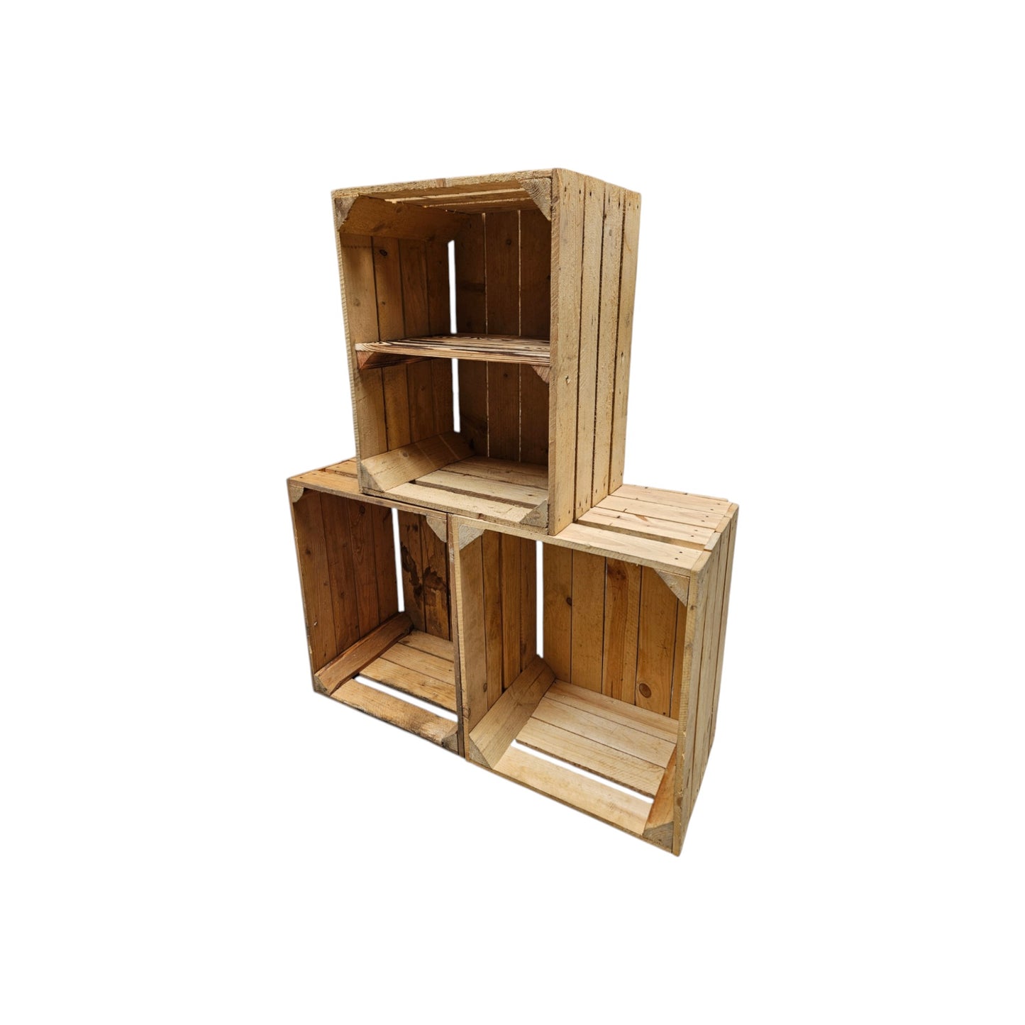 Holzkisten 3er Set 50 x 40 x 30cm Vintage mit Ablage Kurz verschraubt