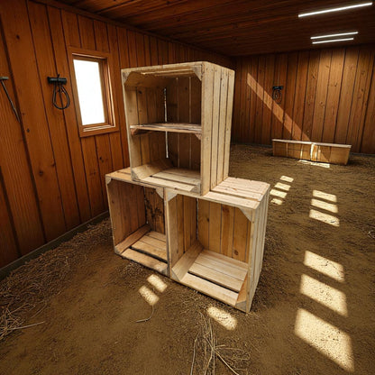Holzkisten 3er Set 50 x 40 x 30cm Vintage mit Ablage Kurz verschraubt