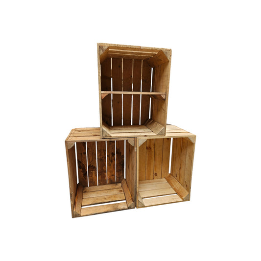 Holzkisten 3er Set 50 x 40 x 30cm Vintage mit Ablage Kurz verschraubt