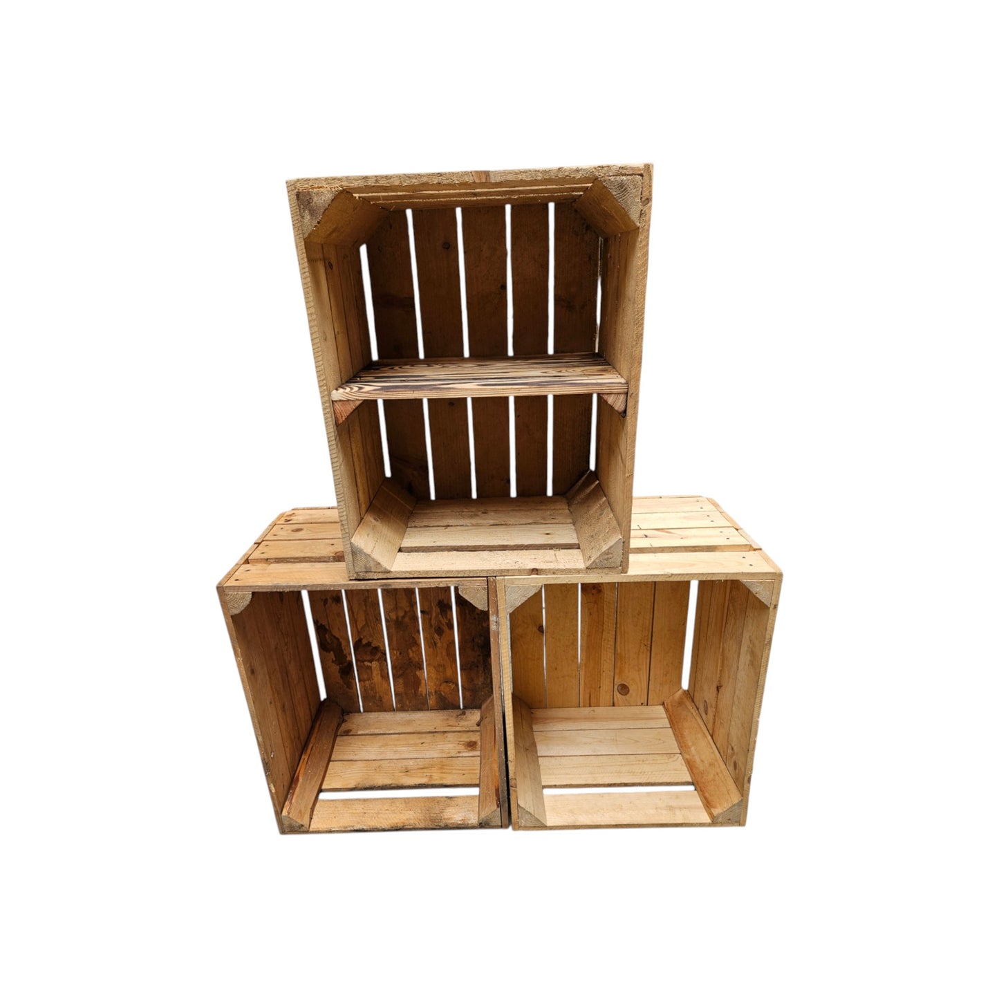 Holzkisten 3er Set 50 x 40 x 30cm Vintage mit Ablage Kurz verschraubt