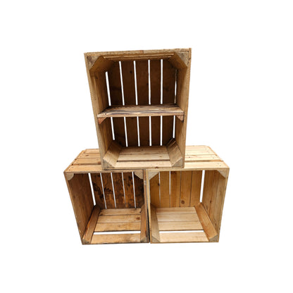 Holzkisten 3er Set 50 x 40 x 30cm Vintage mit Ablage Kurz verschraubt