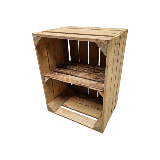 Obstkiste Vintage Natur mit Zwischenbrett 50 x 40 x 30cm
