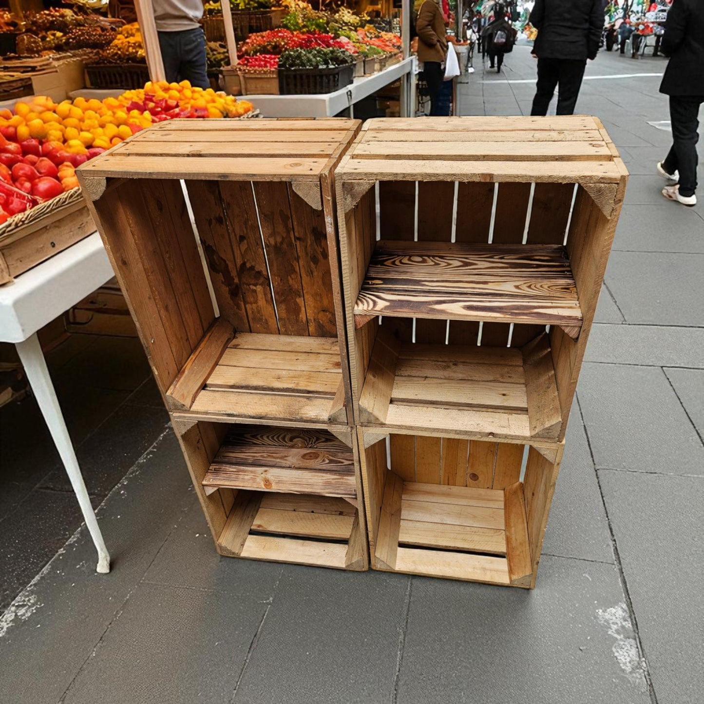 Obstkisten 4er Set 50 x 40 x 30cm mit Ablage Kurz verbaut