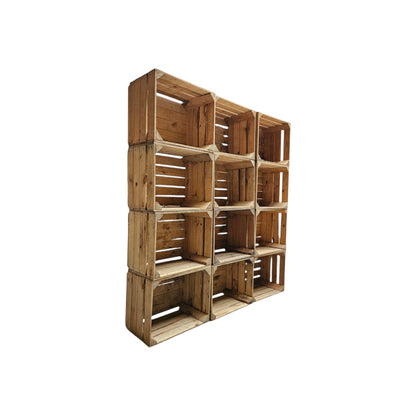 Holzkisten 12er Set 50 x 40 x 30cm Vintage Natur massiv und stabil