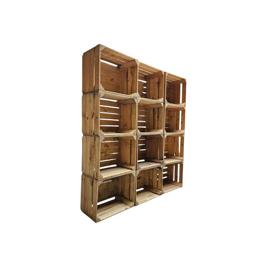 Holzkisten 12er Set 50 x 40 x 30cm Vintage Natur massiv und stabil