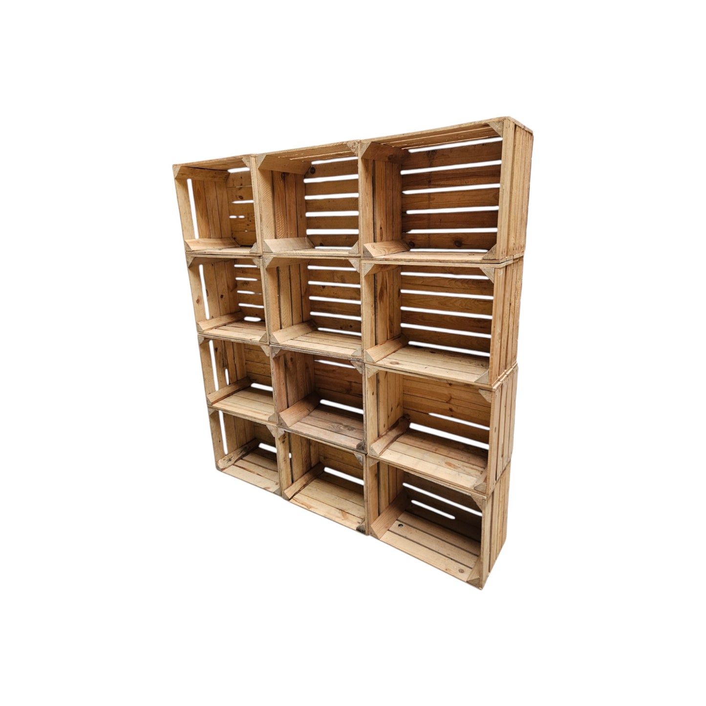 Holzkisten 12er Set 50 x 40 x 30cm Vintage Natur massiv und stabil