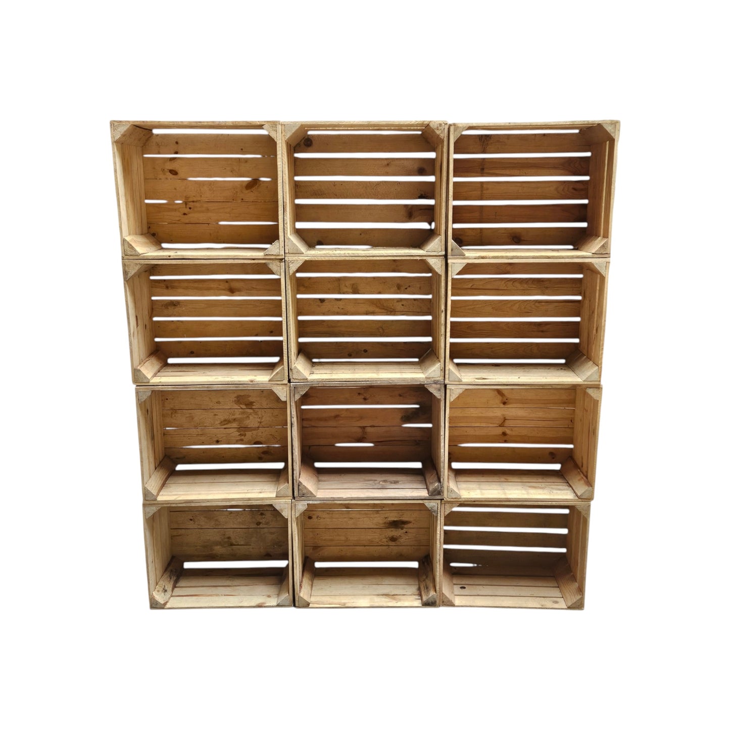 Holzkisten 12er Set 50 x 40 x 30cm Vintage Natur massiv und stabil