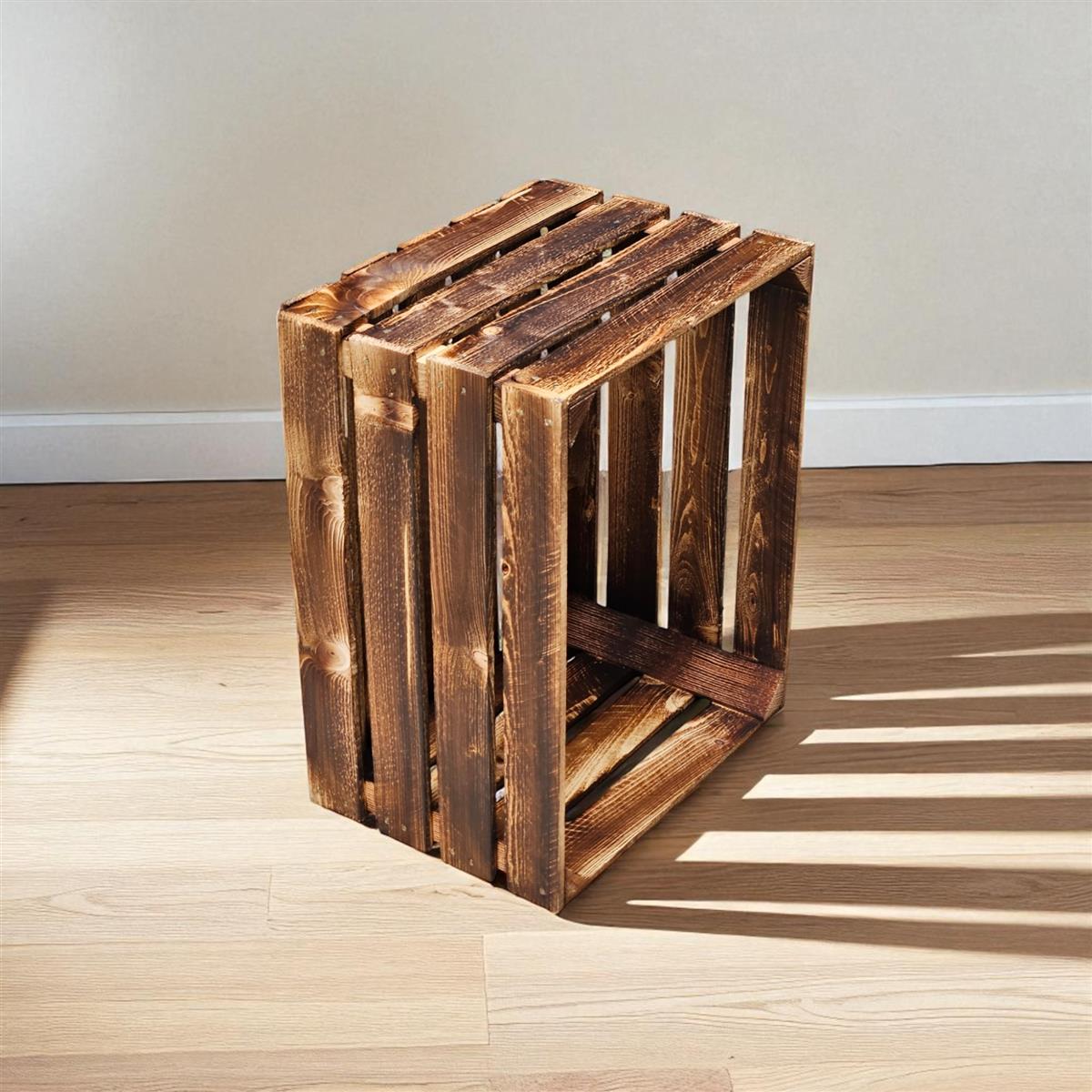 Caisse à fruits vintage flammée 50 x 40 x 30 cm