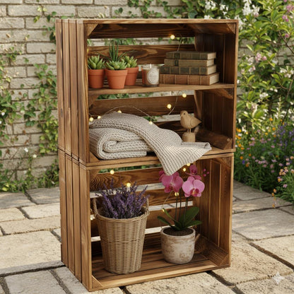 Coffret en bois 50x40x30cm Fond flammé Long