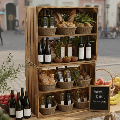 Etagère caisse en bois 50x40x30cm base longitudinale flammée SET de 2