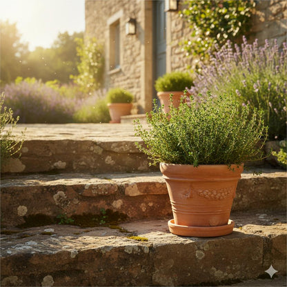 Runder Terrakotta Topf mit Girlande Ø 31cm – Frostfest & Handgefertigt aus Italien
