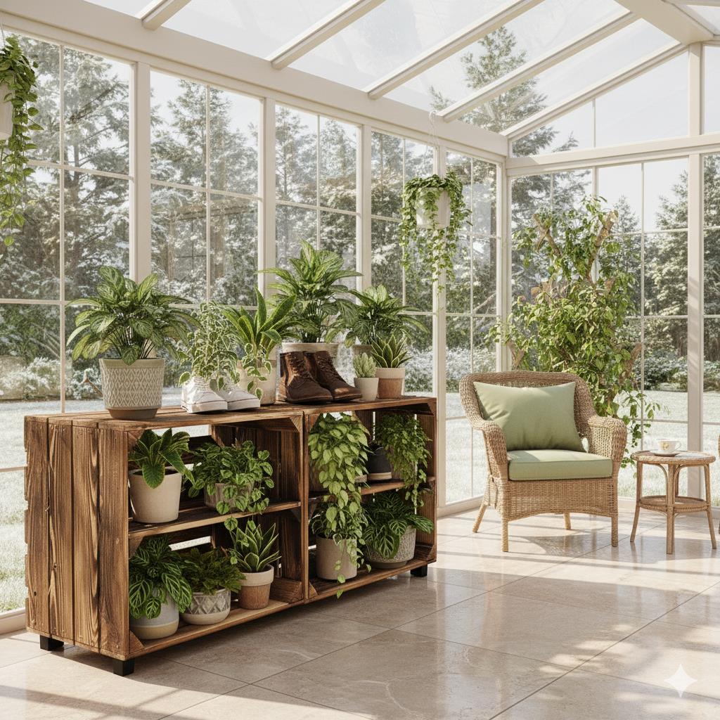 Etagère caisse en bois 50x40x30cm base longitudinale flammée SET de 2