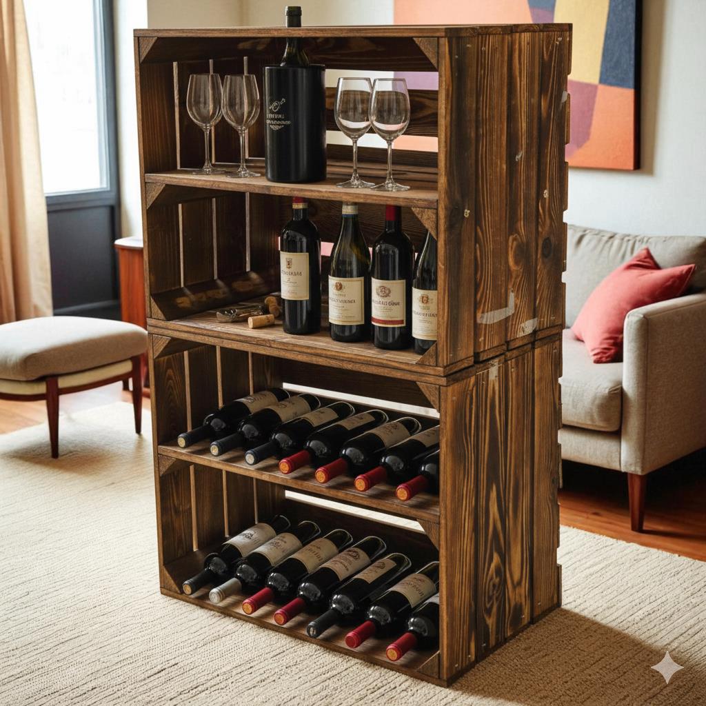 Coffret en bois 50x40x30cm Fond flammé Long