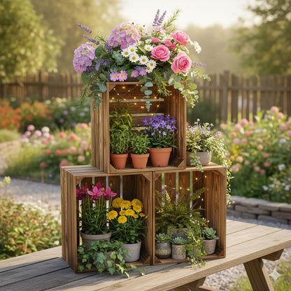 Holzkisten Geflammt 50 x 40 x 30cm 8er SET TOP