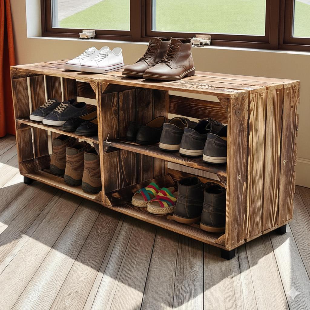 Coffret en bois 50x40x30cm Fond flammé Long