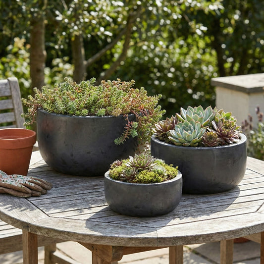 Pflanzgefäß Schale "Amsterdam" Anthrazit Ø 21 - 38 cm Frostfest
