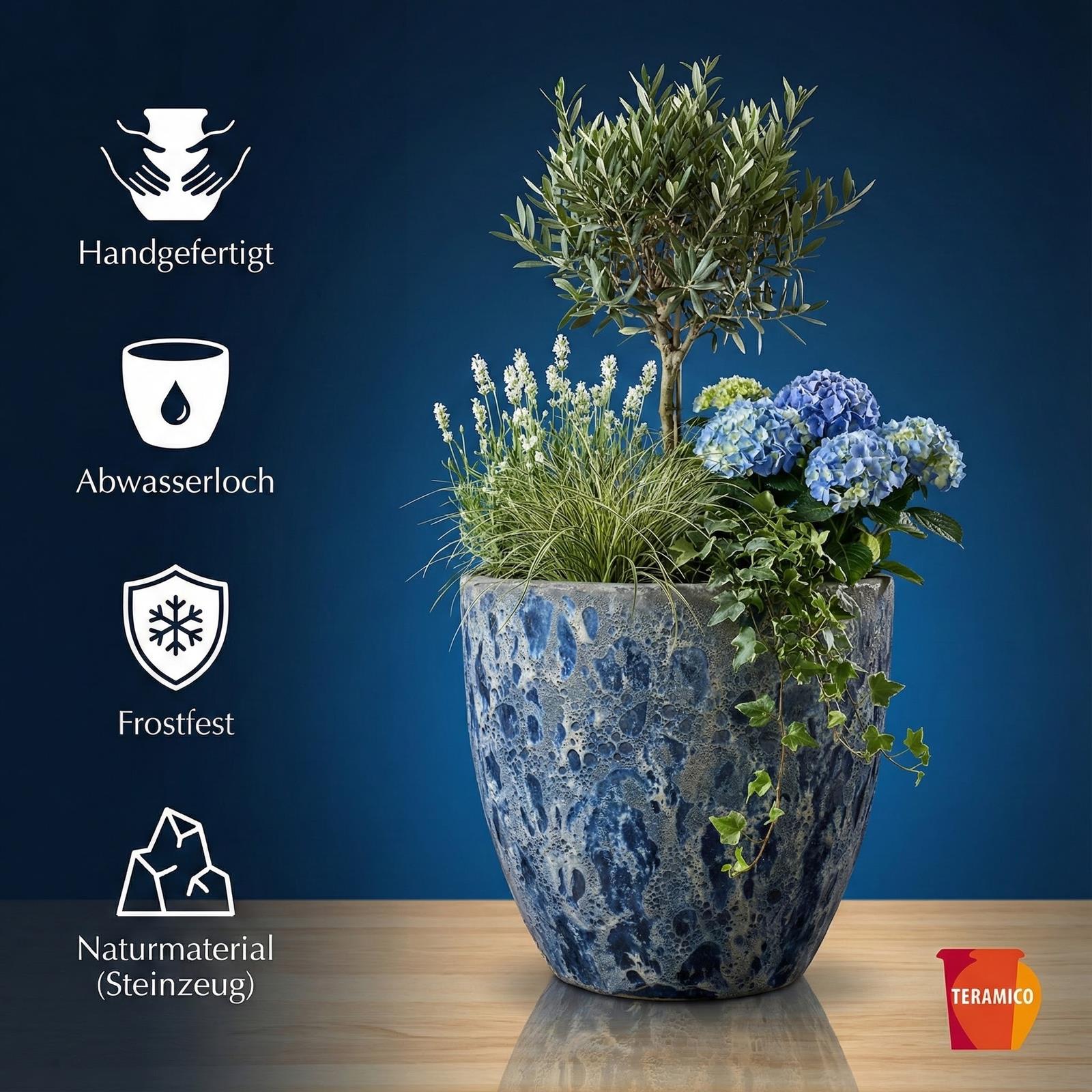 Lava Blau geschliffene Keramik Oberfläche Detail - Maritimer Look