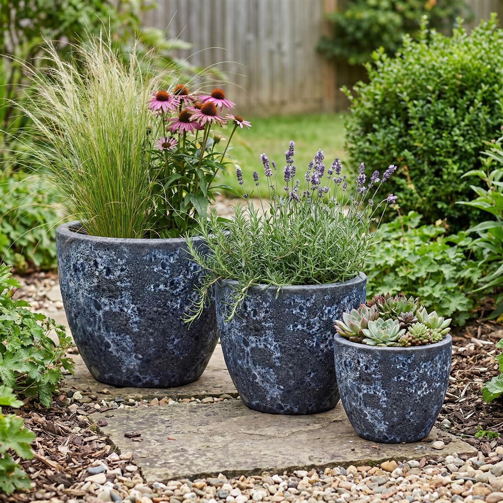 Blaue Struktur Töpfe Egg Pot Lava im Garten Deko