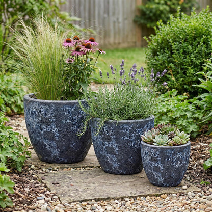 Blaue Struktur Töpfe Egg Pot Lava im Garten Deko