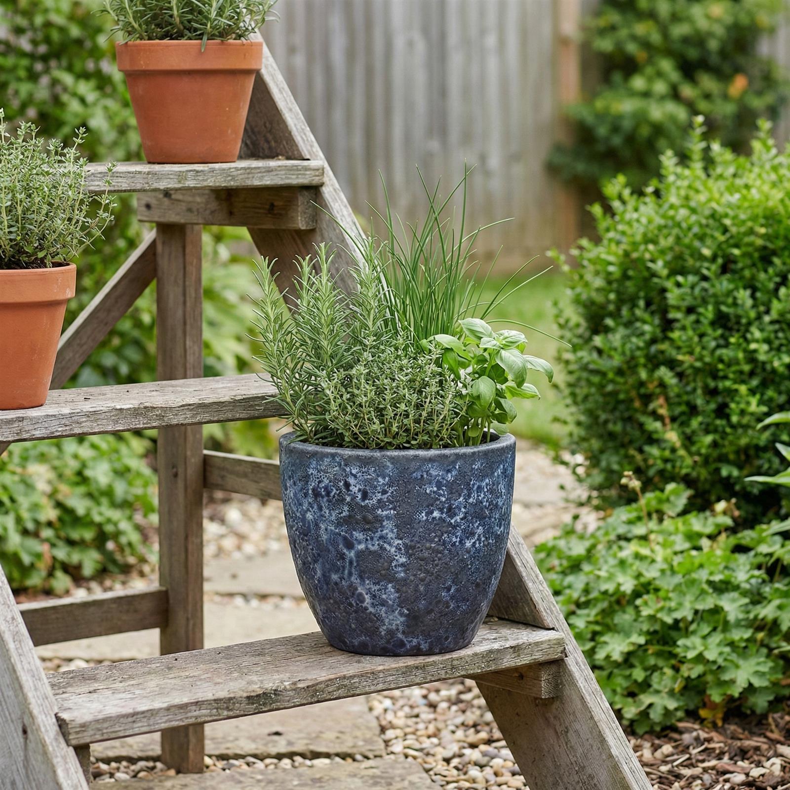 Blaue Struktur Töpfe Egg Pot Lava im Garten Deko