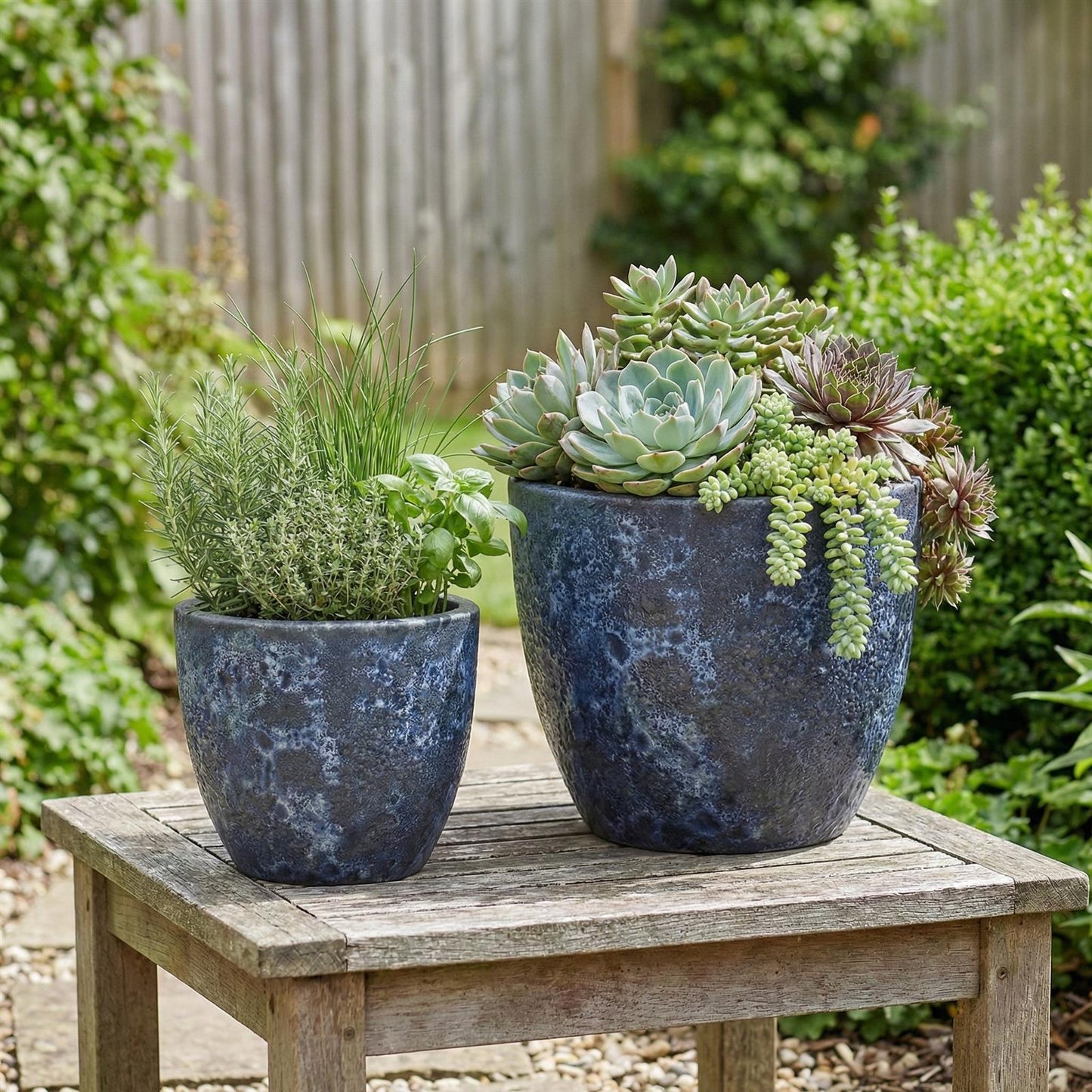 Pflanzgefäß Keramik "EGG-POT" Lava Blau - Ø 21 - 38cm Frostfest