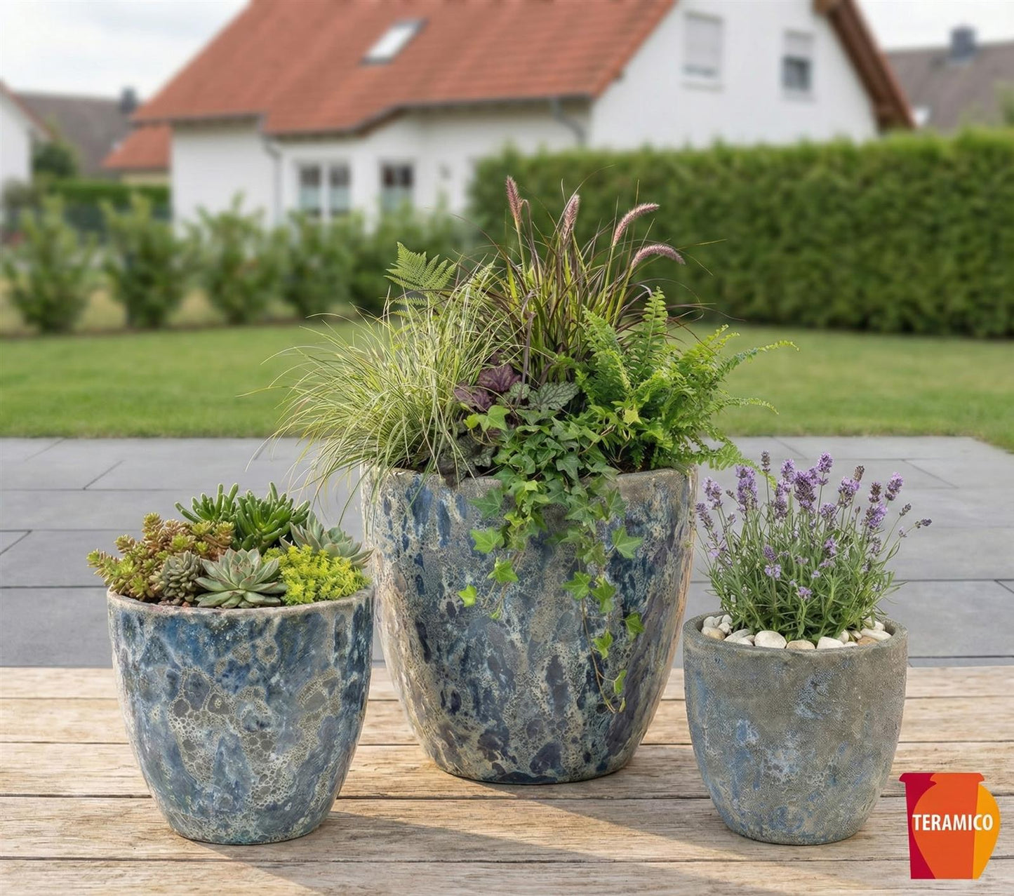 Blaue Struktur Töpfe Egg Pot Lava im Garten Deko