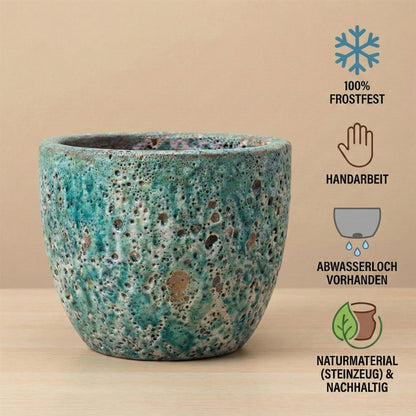 Pflanzgefäß "Egg Pot" Lava Grün – Ø 21 bis 38 cm – Geschliffene Struktur