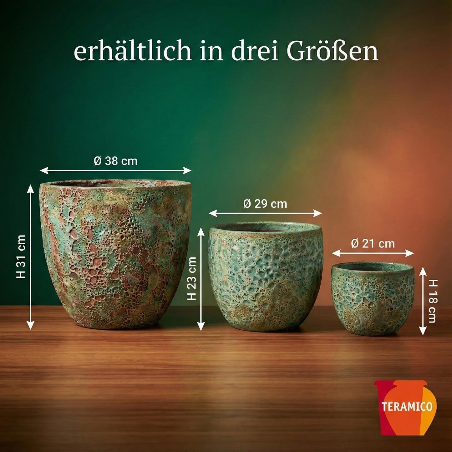 Pflanzgefäß "Egg Pot" Lava Grün – Ø 21 bis 38 cm – Geschliffene Struktur