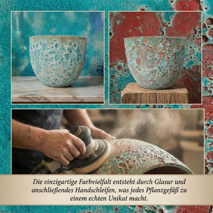 Pflanzgefäß "Egg Pot" Lava Grün – Ø 21 bis 38 cm – Geschliffene Struktur