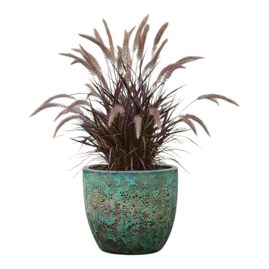 Keramik Pflanzgefäß "Egg Pot" Lava Grün Ø 29cm – Geschliffen & Struktur