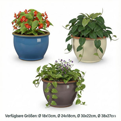 Pflanzgefäß Keramik "Roma" – Klassische Form in 3 Farben (Frostfest)