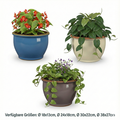 Pflanzgefäß Keramik "Roma" – Klassische Form in 3 Farben (Frostfest)