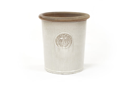 Pflanzkübel Keramik "Provence II" – Vintage Landhausstil (Ø 25cm) – Grau-Weiß Glasiert