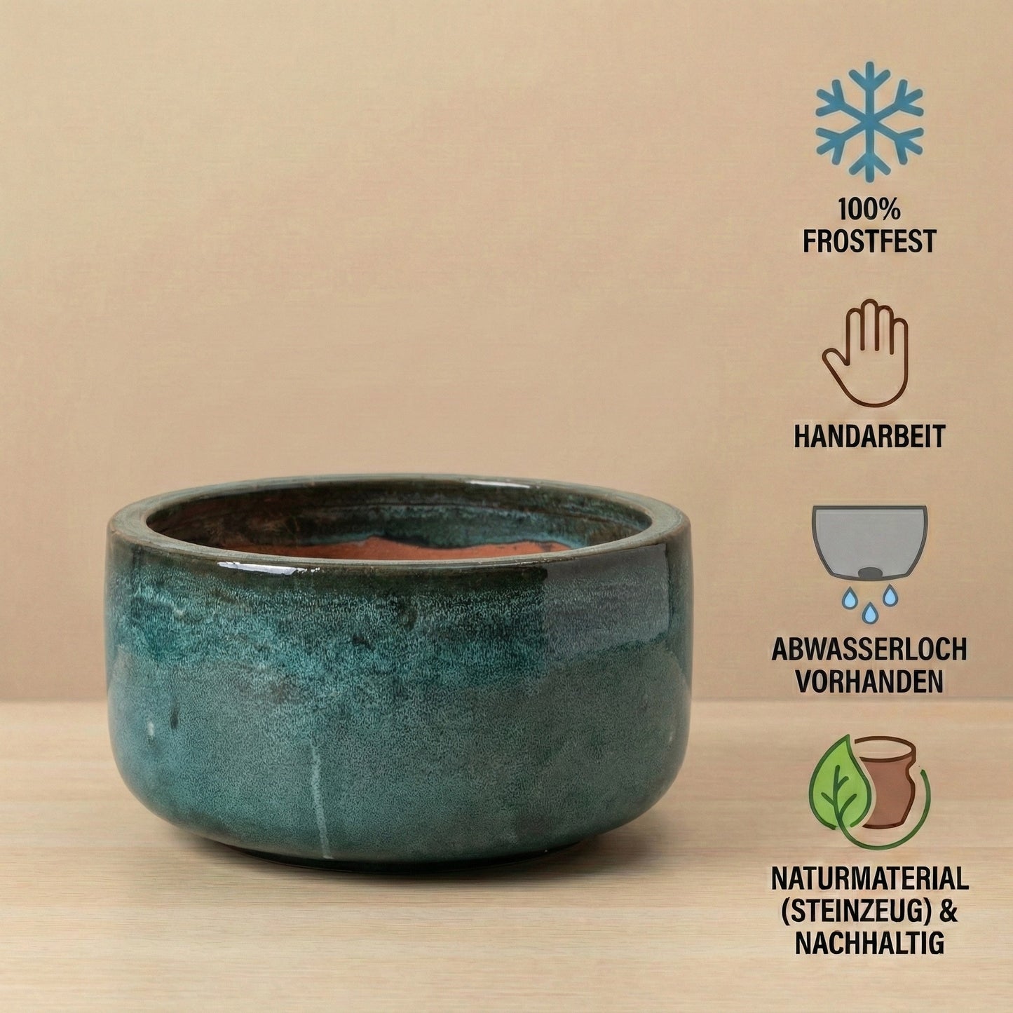 Pflanzgefäß Schale "Amsterdam" Moosgrün Ø 21 - 38 cm Frostfest
