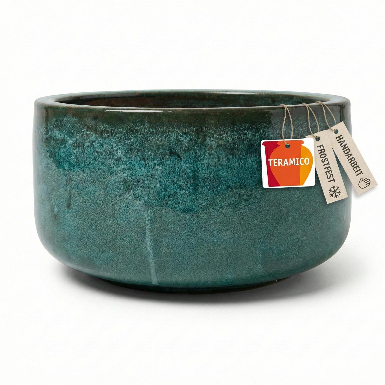 Grüne Pflanzschale Steinzeug Detail - Moosgrün