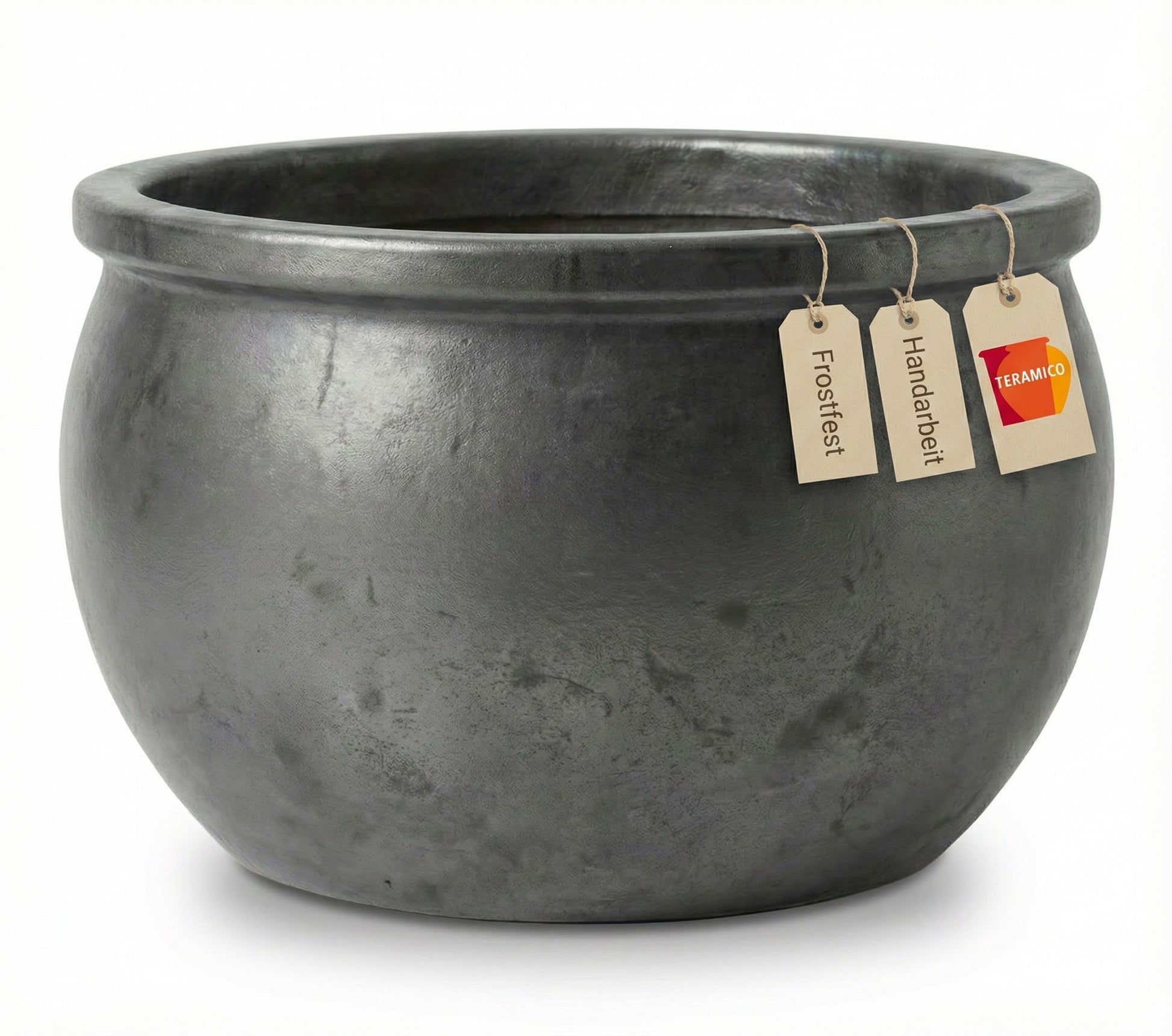 Kleines Pflanzgefäß Bavaria Anthrazit 24cm - Frostfester Kräutertopf 4 Liter