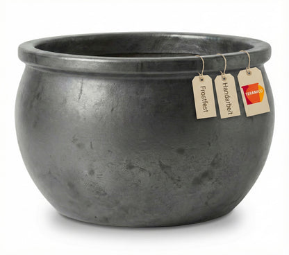 Kleines Pflanzgefäß Bavaria Anthrazit 24cm - Frostfester Kräutertopf 4 Liter