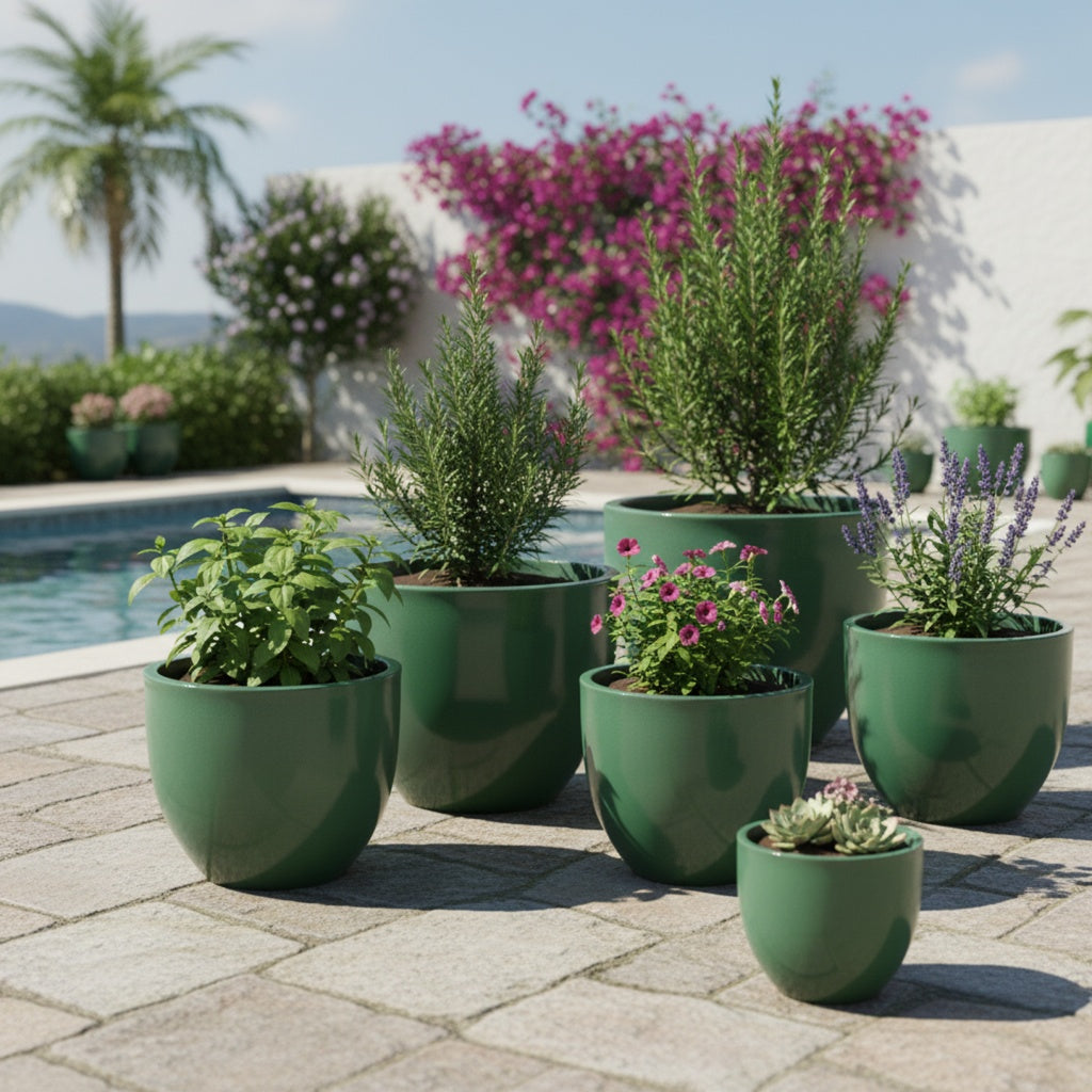 Keramik Pflanzgefäß "Egg Pot" Grün Ø 29cm – Glasiert & Frostfest