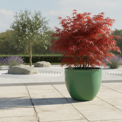 Keramik Pflanzgefäß "Egg Pot" Grün Ø 48cm – Glasiert & Frostfest