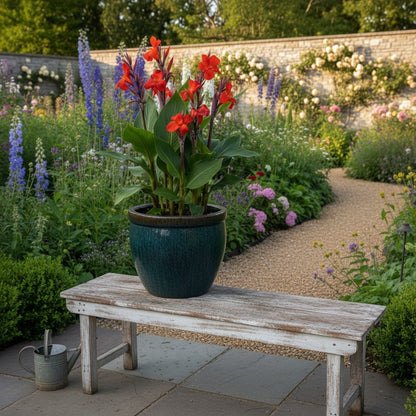 Keramik Pflanzgefäß-Serie "Bavaria Tall" Moosgrün – Wählbare Größen (21-37cm)